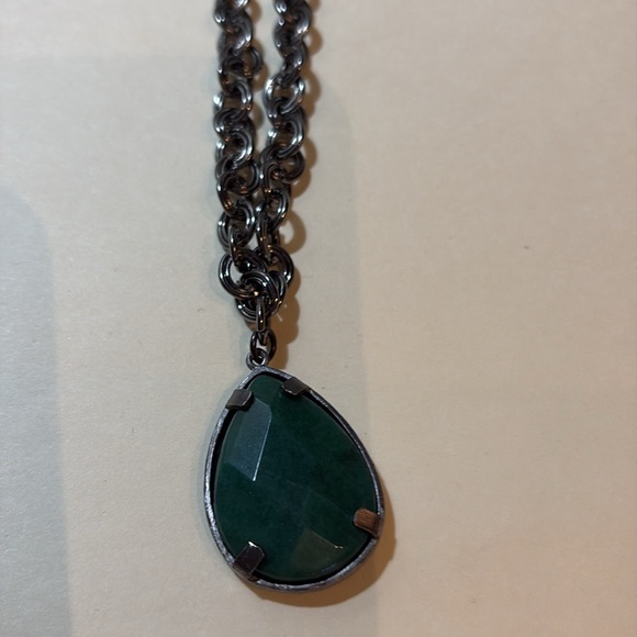 Tear Drop Necklace, Forest Green Faux Stone, 18” long, NWT - Picture 2 of 3
